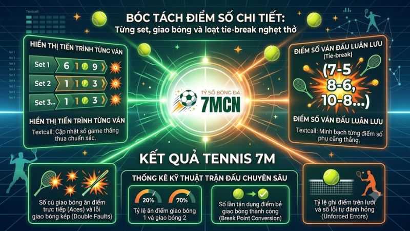 Chi tiết điểm số từng set và loạt tie-break kịch tính tại 7mcn Chi tiết điểm số từng set và loạt tie-break kịch tính tại 7mcn