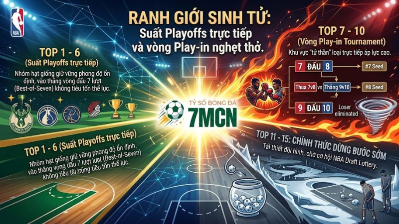 Phân nhánh tranh vé Playoffs và vòng Play-in gay cấn trên BXH NBA tại 7mcn Phân nhánh tranh vé Playoffs và vòng Play-in gay cấn trên BXH NBA tại 7mcn