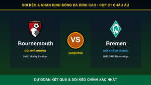 Dự đoán kết quả trận Bournemouth và Bremen ngày 30/09/2026