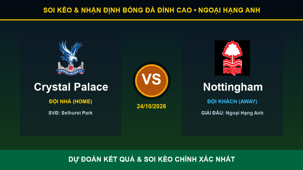 dự đoán kết quả trận Crystal Palace và Nottingham - Banner đối đầu Crystal Palace vs Nottingham