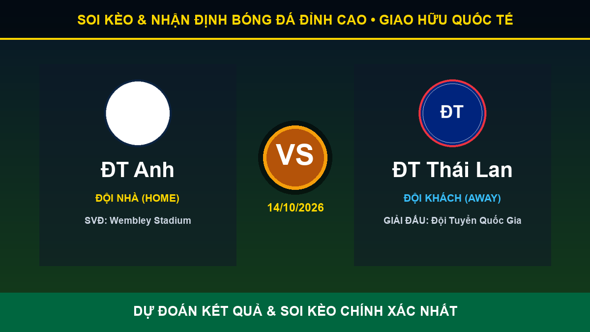 dự đoán kết quả trận ĐT Anh và ĐT Thái Lan - Banner đối đầu ĐT Anh vs ĐT Thái Lan
