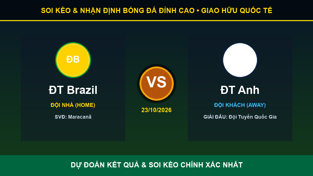 dự đoán kết quả trận ĐT Brazil và ĐT Anh - Banner đối đầu ĐT Brazil vs ĐT Anh