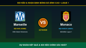 Dự đoán kết quả trận Marseille và Monaco ngày 22/10/2026