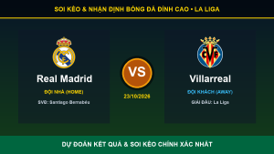 Dự đoán kết quả trận Real Madrid và Villarreal ngày 23/10/2026