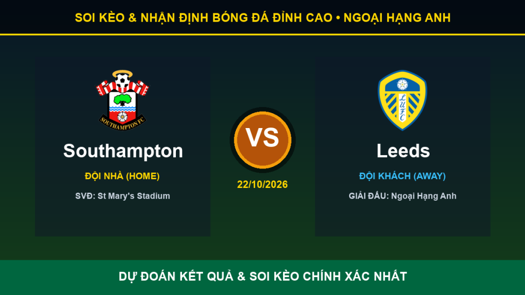 dự đoán kết quả trận Southampton và Leeds - Banner đối đầu Southampton vs Leeds