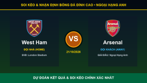 Dự đoán kết quả trận West Ham và Arsenal ngày 21/10/2026