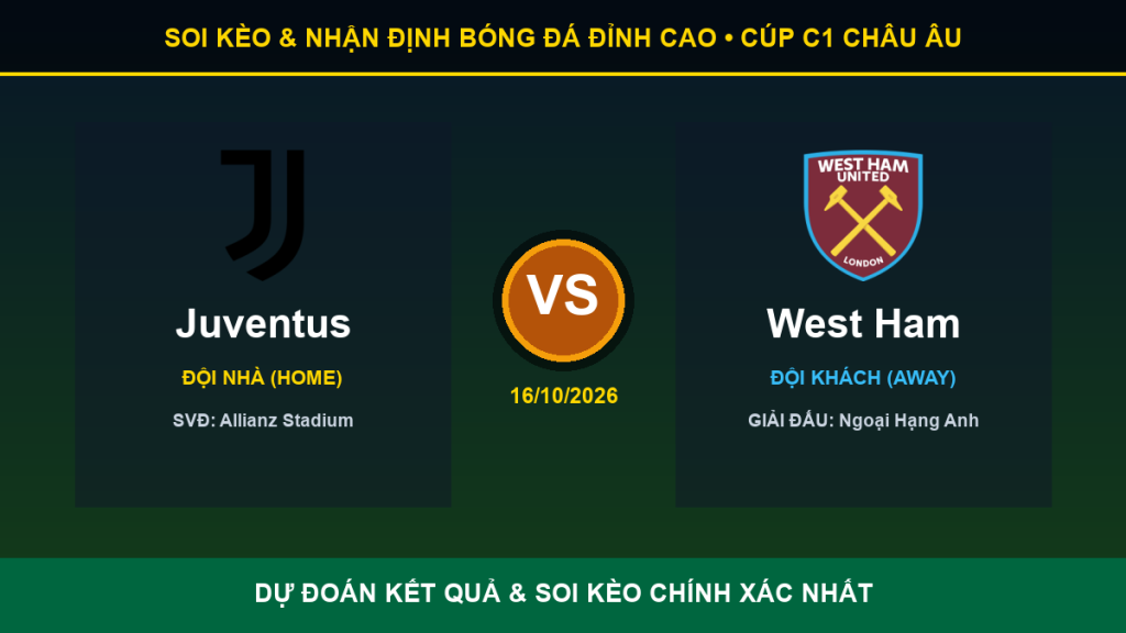 nhận định phân tích trận Juventus và West Ham - Banner đối đầu Juventus vs West Ham