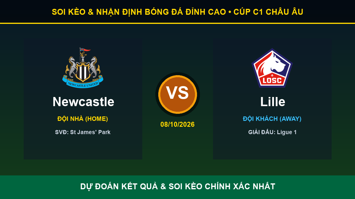nhận định trận Newcastle và Lille - Banner đối đầu Newcastle vs Lille