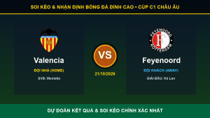 Soi kèo 7M trận Valencia và Feyenoord ngày 21/10/2026