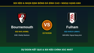 Tỷ lệ kèo 7M trận Bournemouth và Fulham ngày 22/10/2026