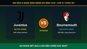 Tỷ lệ kèo 7M trận Juventus và Bournemouth ngày 18/10/2026