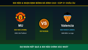 Tỷ lệ kèo 7M trận MU và Valencia ngày 05/10/2026