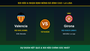 Tỷ lệ kèo 7M trận Valencia và Girona ngày 19/10/2026